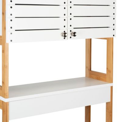 Organize It All 3 Shelf Over the Toilet Bamboo Space Saver Cabinet in White