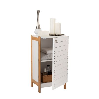 Organize It All 2 Shelf Bamboo Floor Cabinet in White