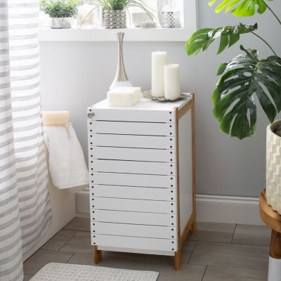 Organize It All 2 Shelf Bamboo Floor Cabinet in White