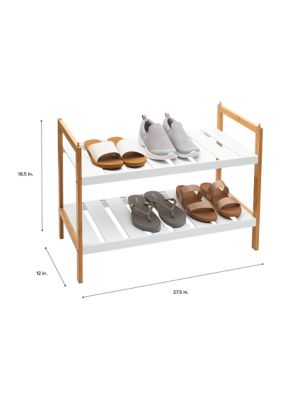 2 Pack Sonora Bamboo 2 Tier Stackable Shoe Rack