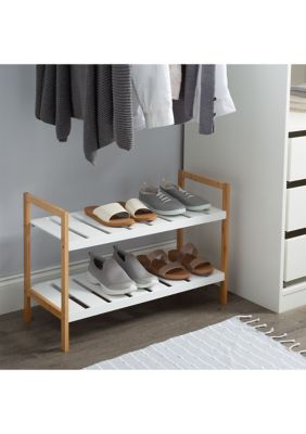 2 Pack Sonora Bamboo 2 Tier Stackable Shoe Rack