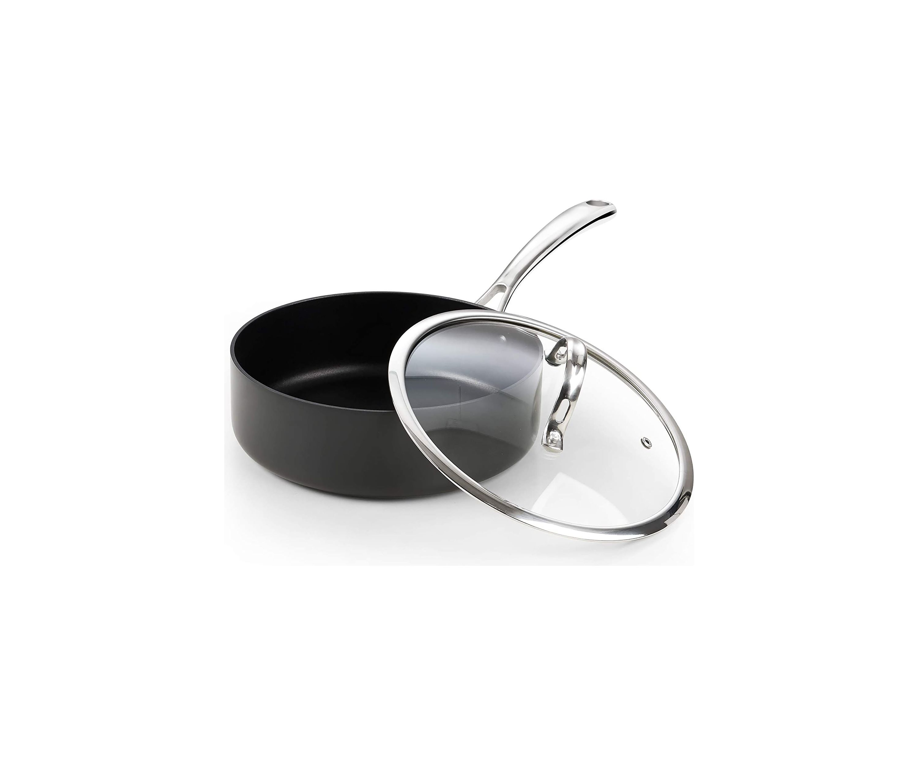 3.5 Quart Hard Anodized Nonstick Deep Saute Pan with Lid