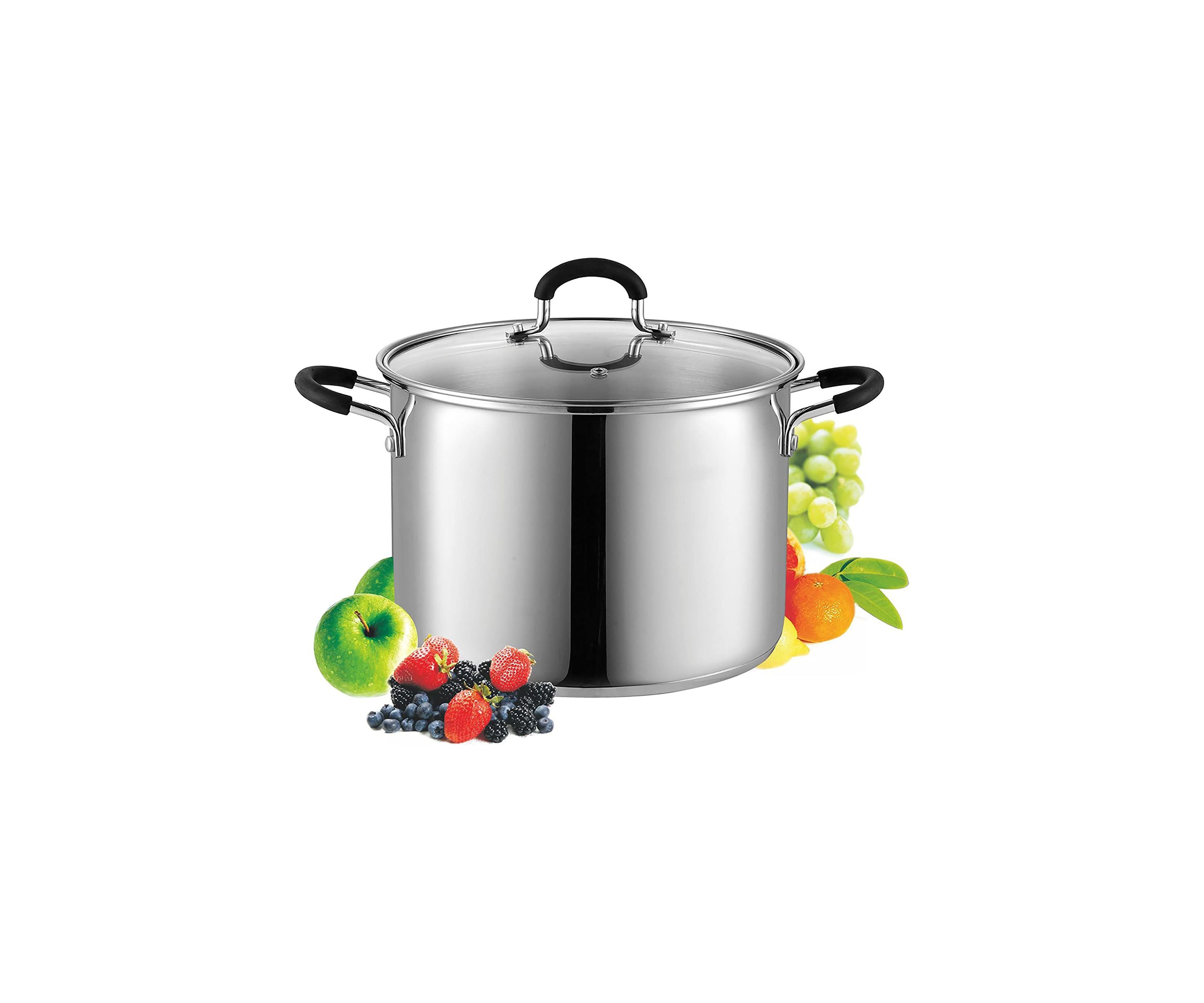 Stockpot Saucepot with Lid Induction Compatible, 8 quart, Metallic