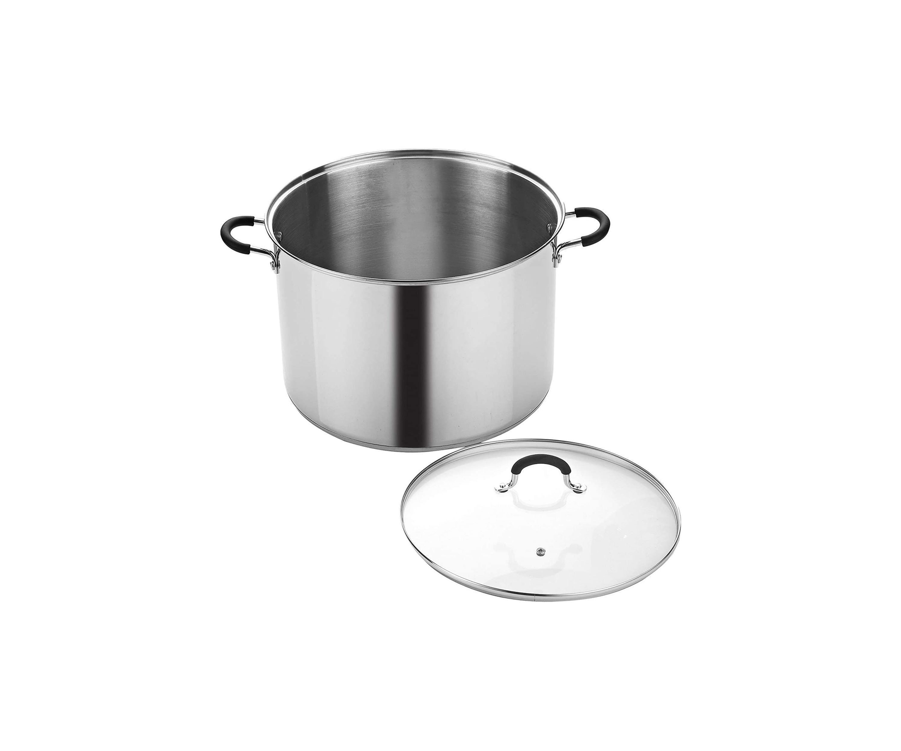 Stockpot Saucepot with Lid Induction Compatible, 8 quart, Metallic