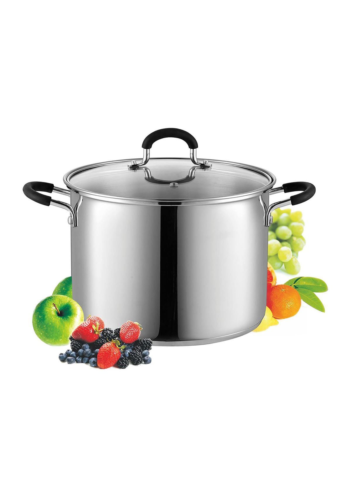 Stockpot Saucepot with Lid Induction Compatible, 12 quart, Metallic