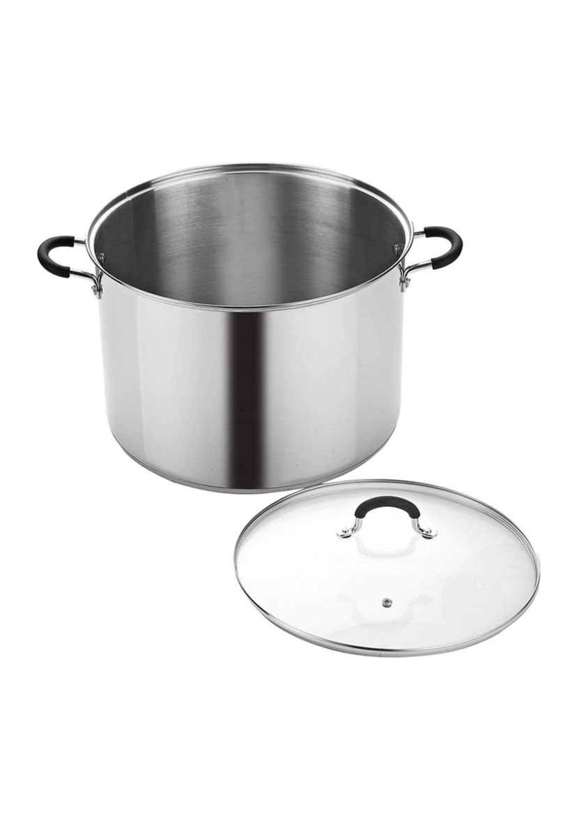 Stockpot Saucepot with Lid Induction Compatible, 12 quart, Metallic