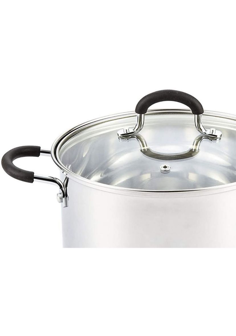 Stockpot Saucepot with Lid Induction Compatible, 12 quart, Metallic
