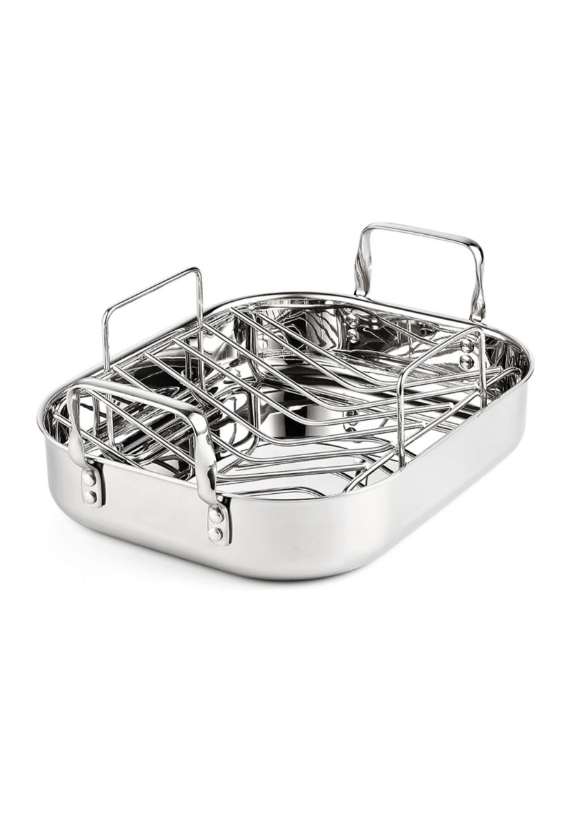 Stainless Steel Roaster with rack, 14-inch by 12-inch