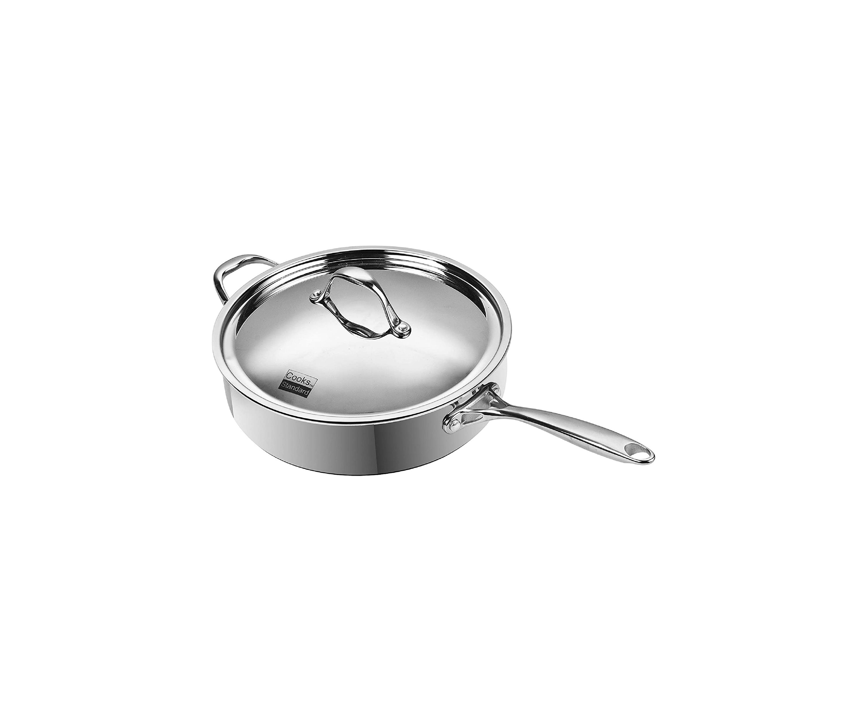 Multi-Ply Clad 10.5" Deep Saute Pan with Lid, 4 quart, Stainless Steel