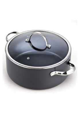 Hard Anodize Nonstick Dutch Oven Casserole Stockpot with Lid, 7 quart, Black