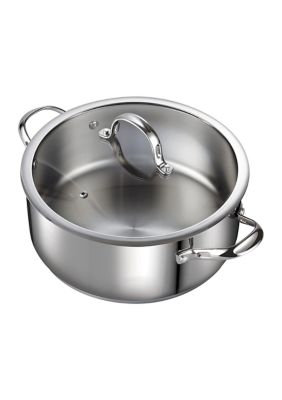 7 quart Stainless Steel Dutch Oven Casserole Stockpot with Lid, Large, Silver