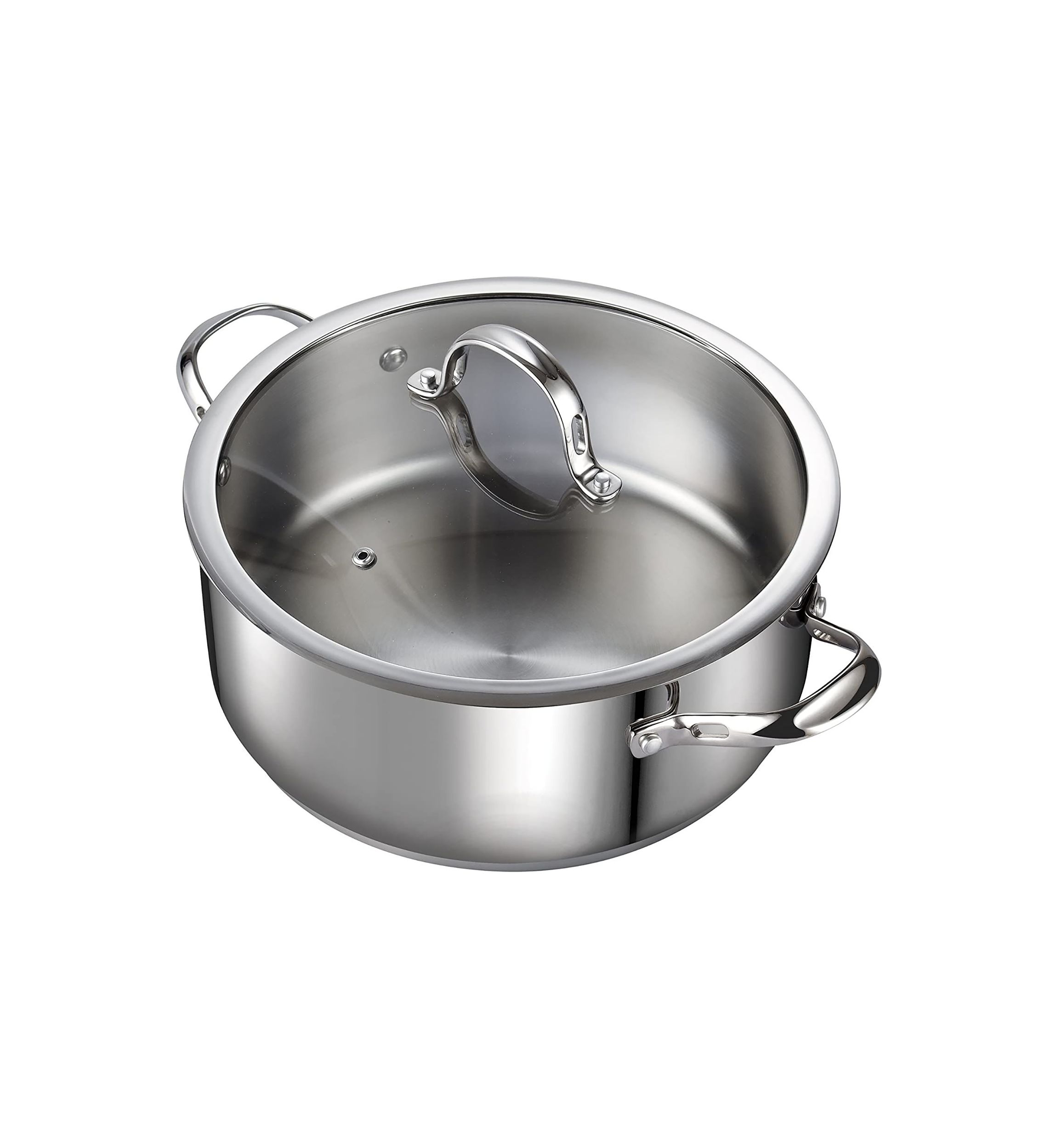 7 quart Stainless Steel Dutch Oven Casserole Stockpot with Lid, Large, Silver