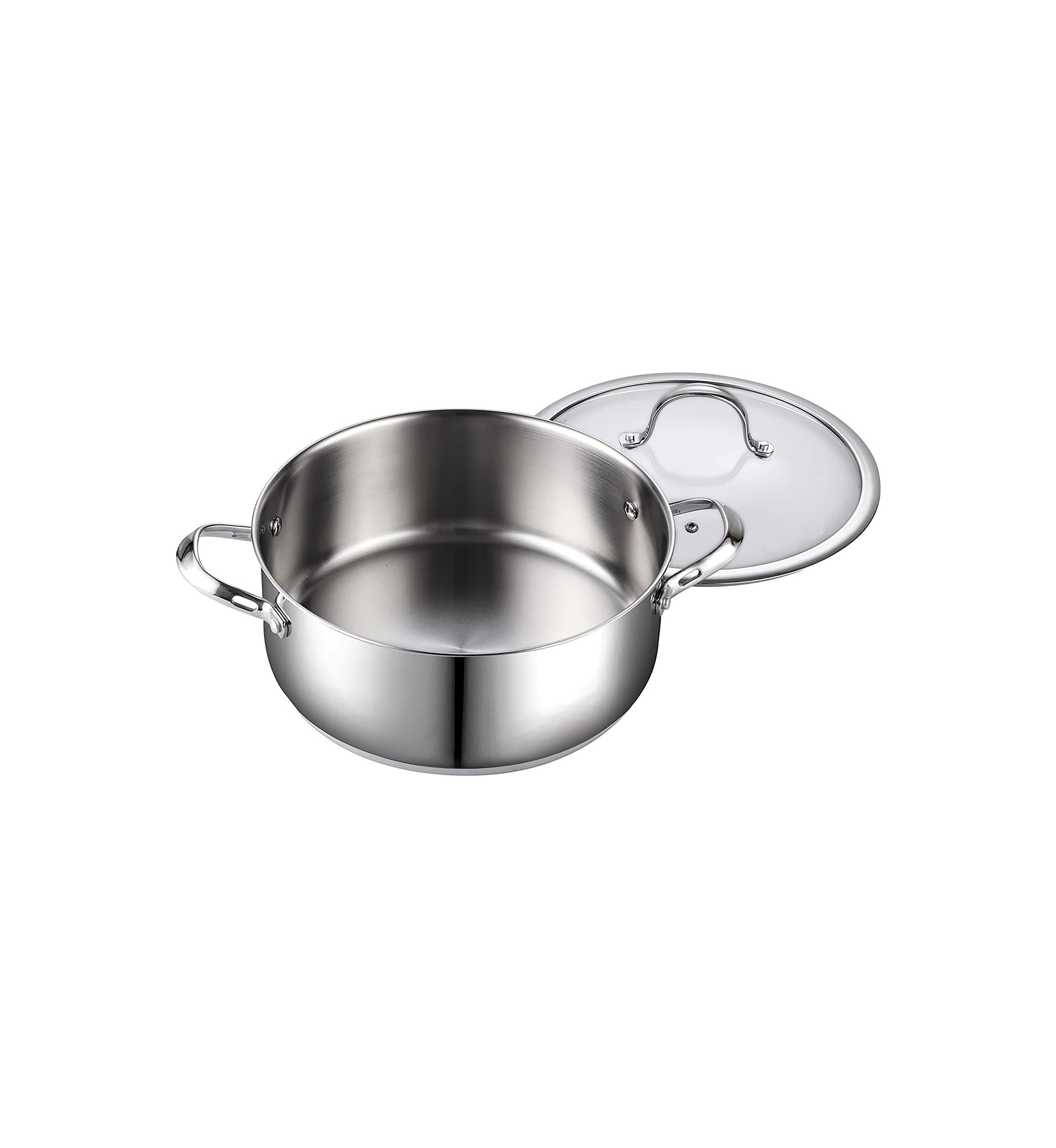 7 quart Stainless Steel Dutch Oven Casserole Stockpot with Lid, Large, Silver