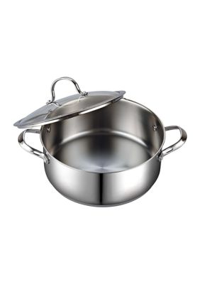 7 quart Stainless Steel Dutch Oven Casserole Stockpot with Lid, Large, Silver