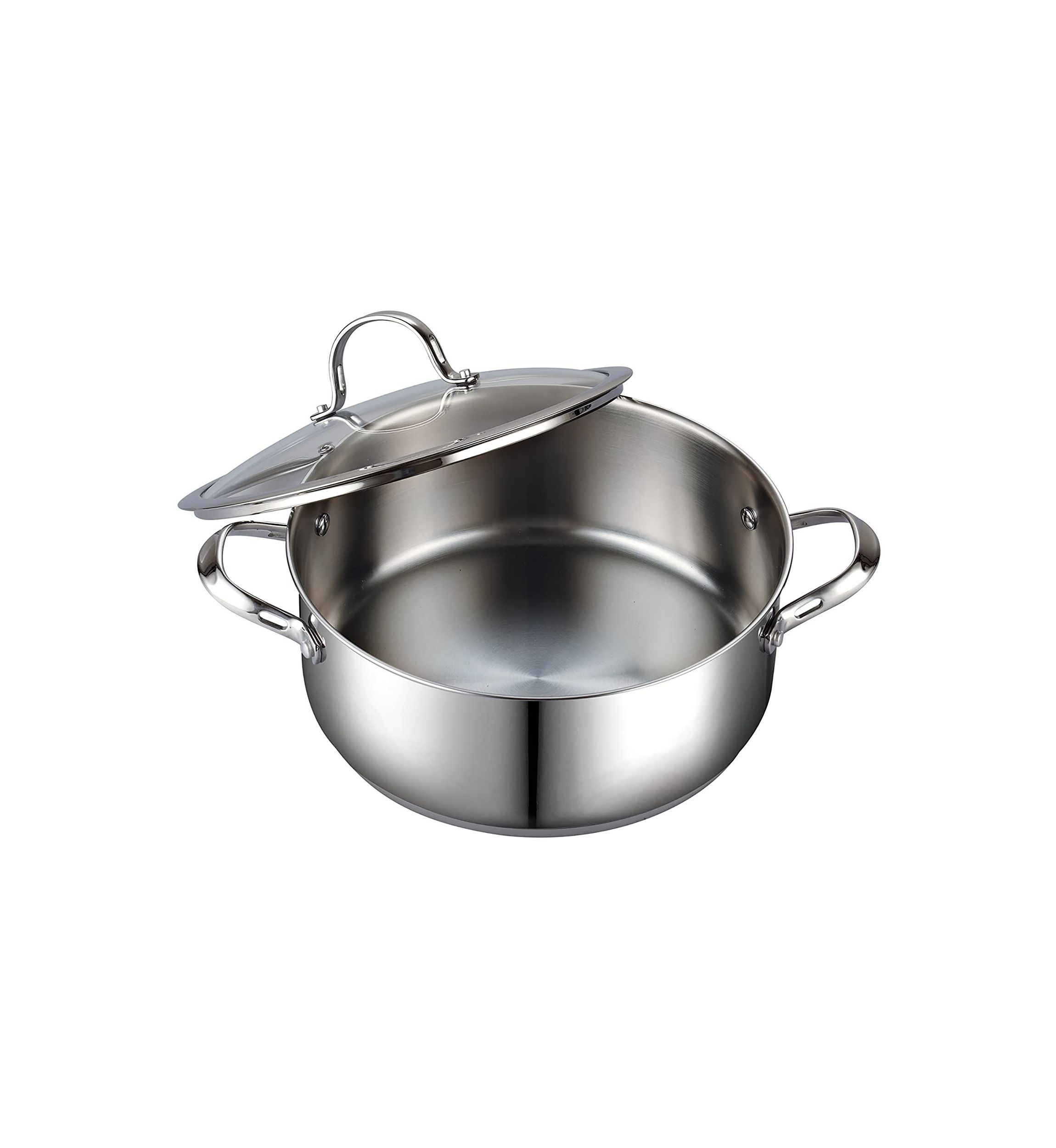 7 quart Stainless Steel Dutch Oven Casserole Stockpot with Lid, Large, Silver