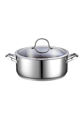 7 quart Stainless Steel Dutch Oven Casserole Stockpot with Lid, Large, Silver