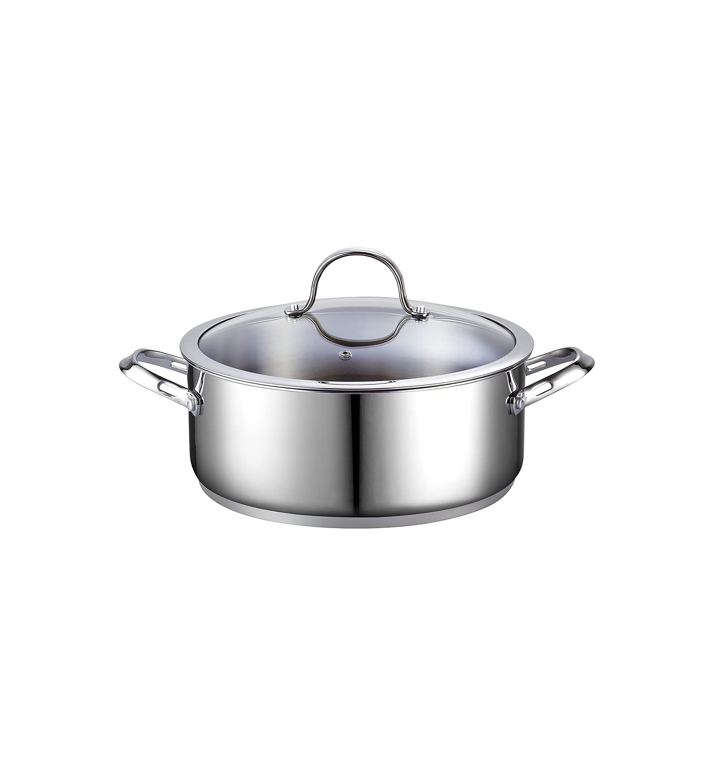 7 quart Stainless Steel Dutch Oven Casserole Stockpot with Lid, Large, Silver