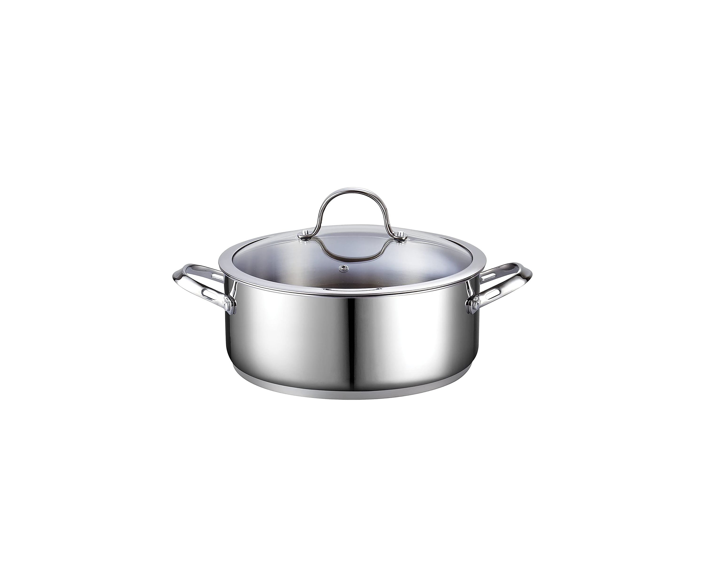 7 quart Stainless Steel Dutch Oven Casserole Stockpot with Lid, Large, Silver