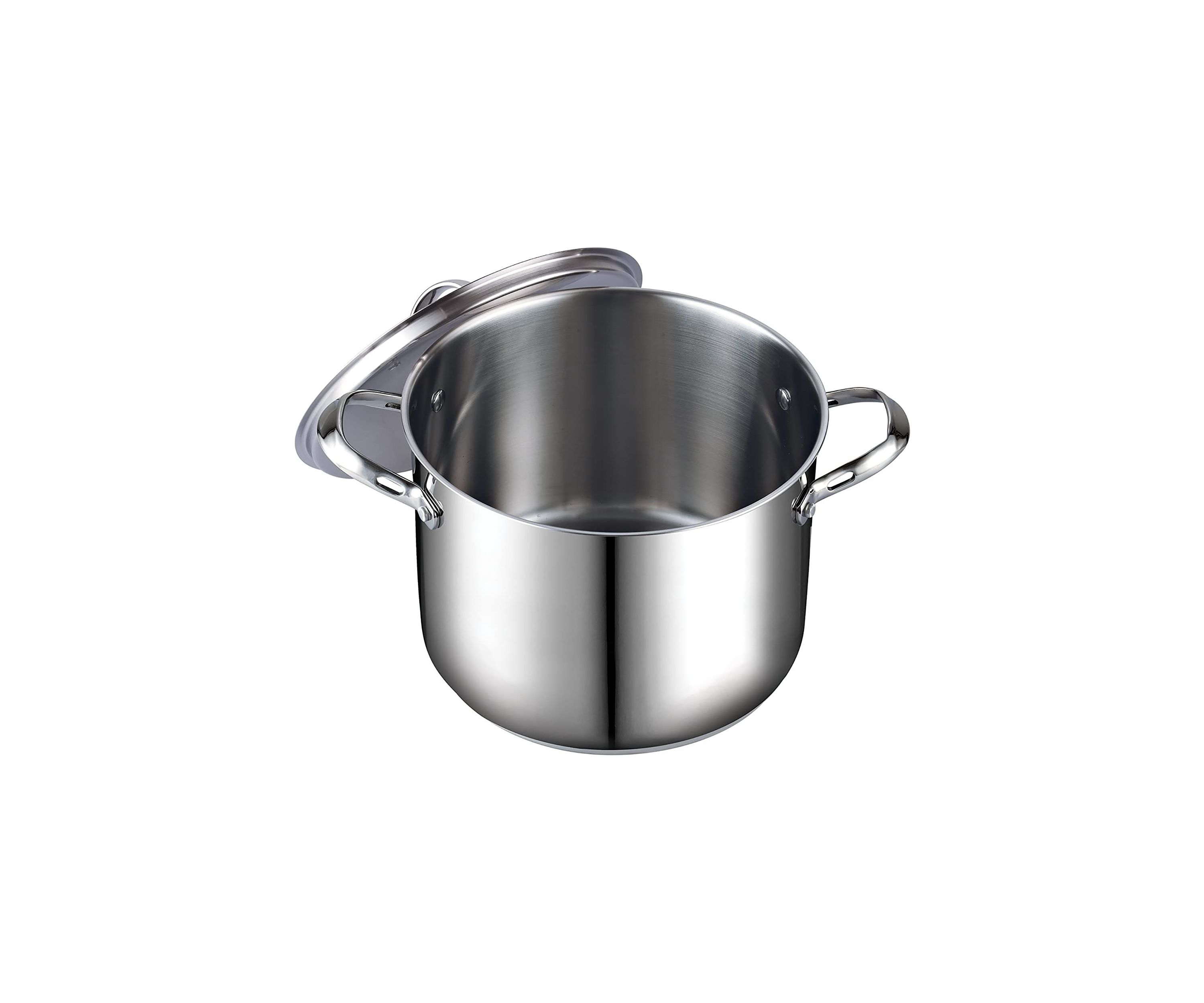 8 quart Stainless Steel Stockpot with Lid, Large