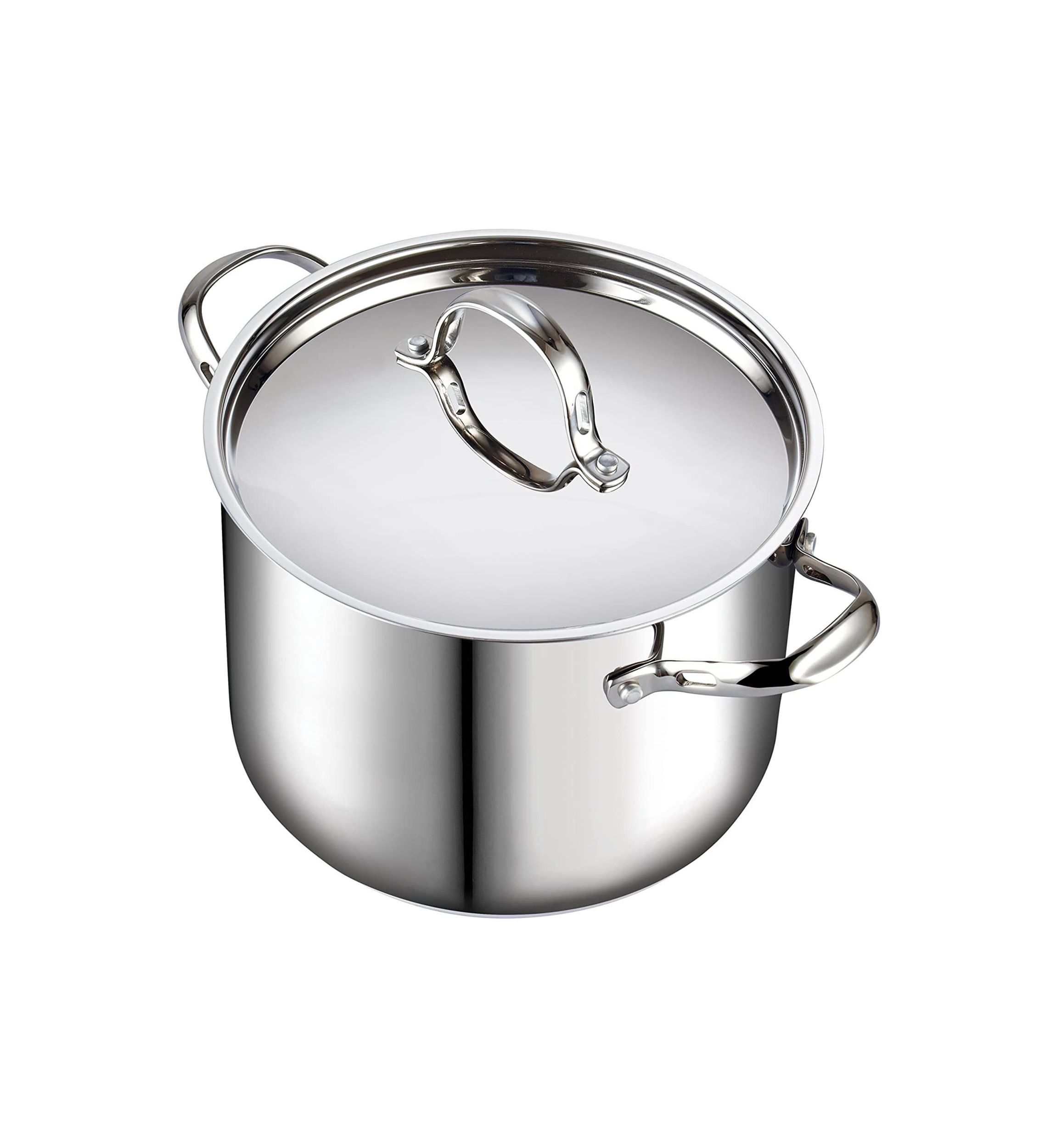 12 quart Stainless Steel Stockpot with Lid, Large, Silver
