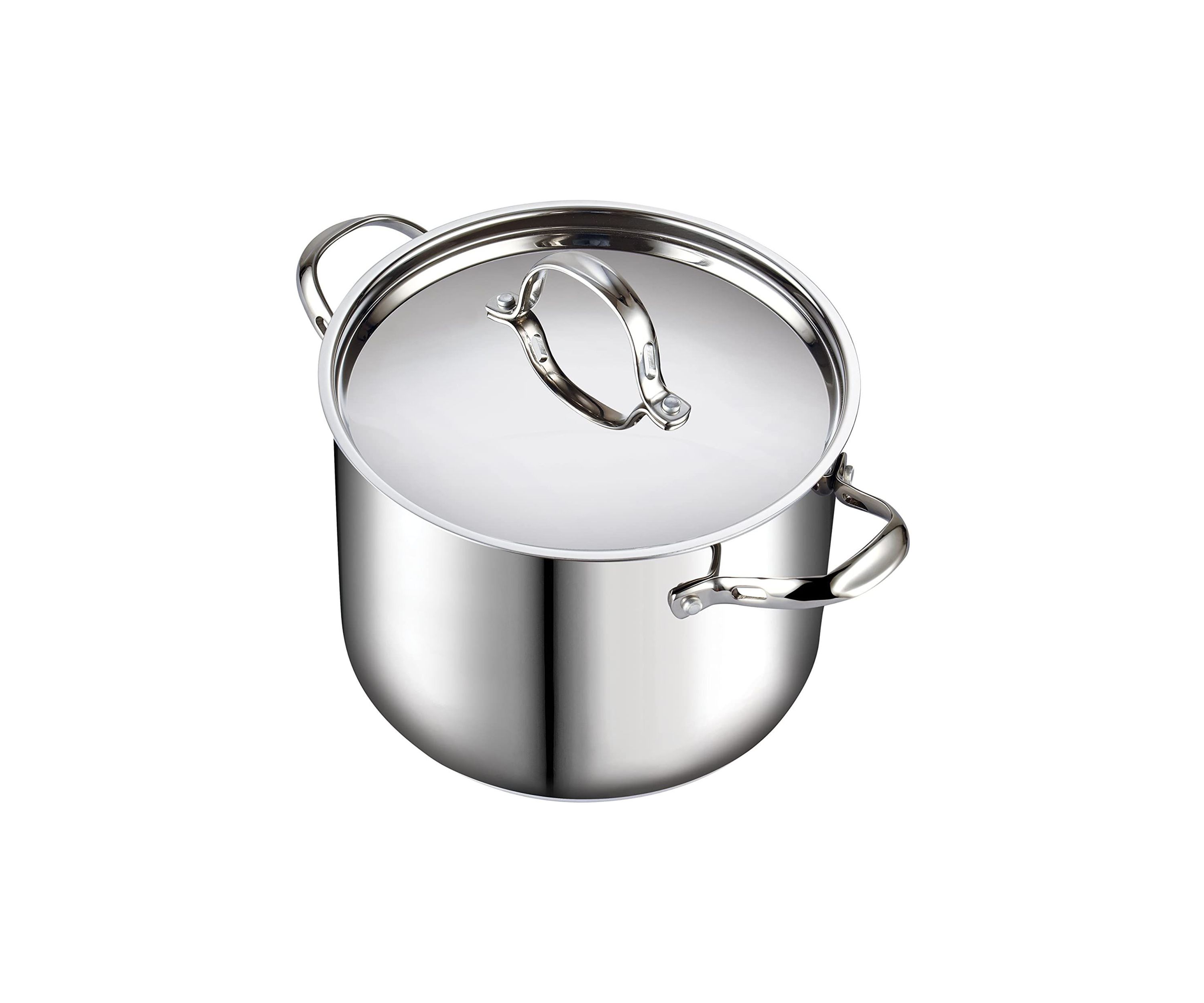 12 quart Stainless Steel Stockpot with Lid, Large, Silver
