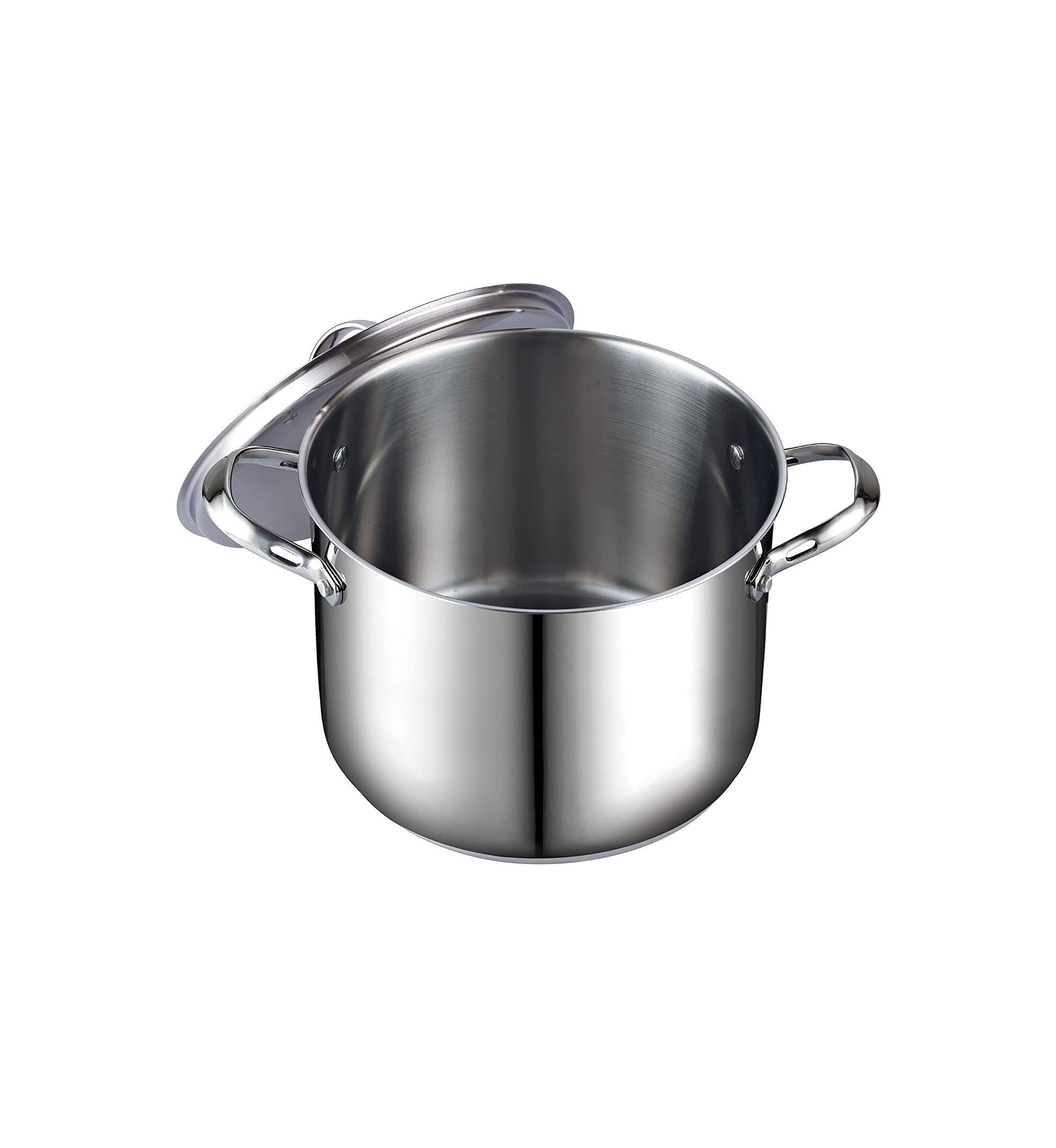12 quart Stainless Steel Stockpot with Lid, Large, Silver