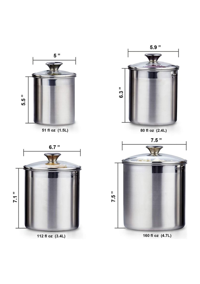 4-Piece Stainless Steel Canister Set