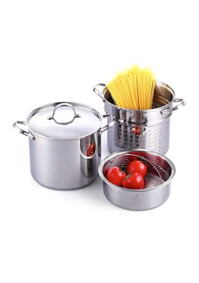 Classic 4-Piece 12 Quart Pasta Pot Cooker Steamer Multipots, Stainless Steel