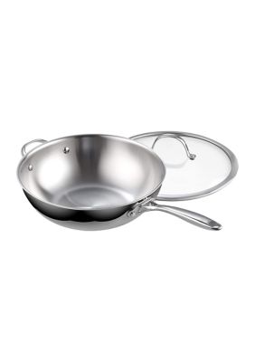 Cooks Standard Multi-Ply Clad Stainless Steel Wok Stir Fry Pan with Glass Lid, 12-Inch -  810080402595
