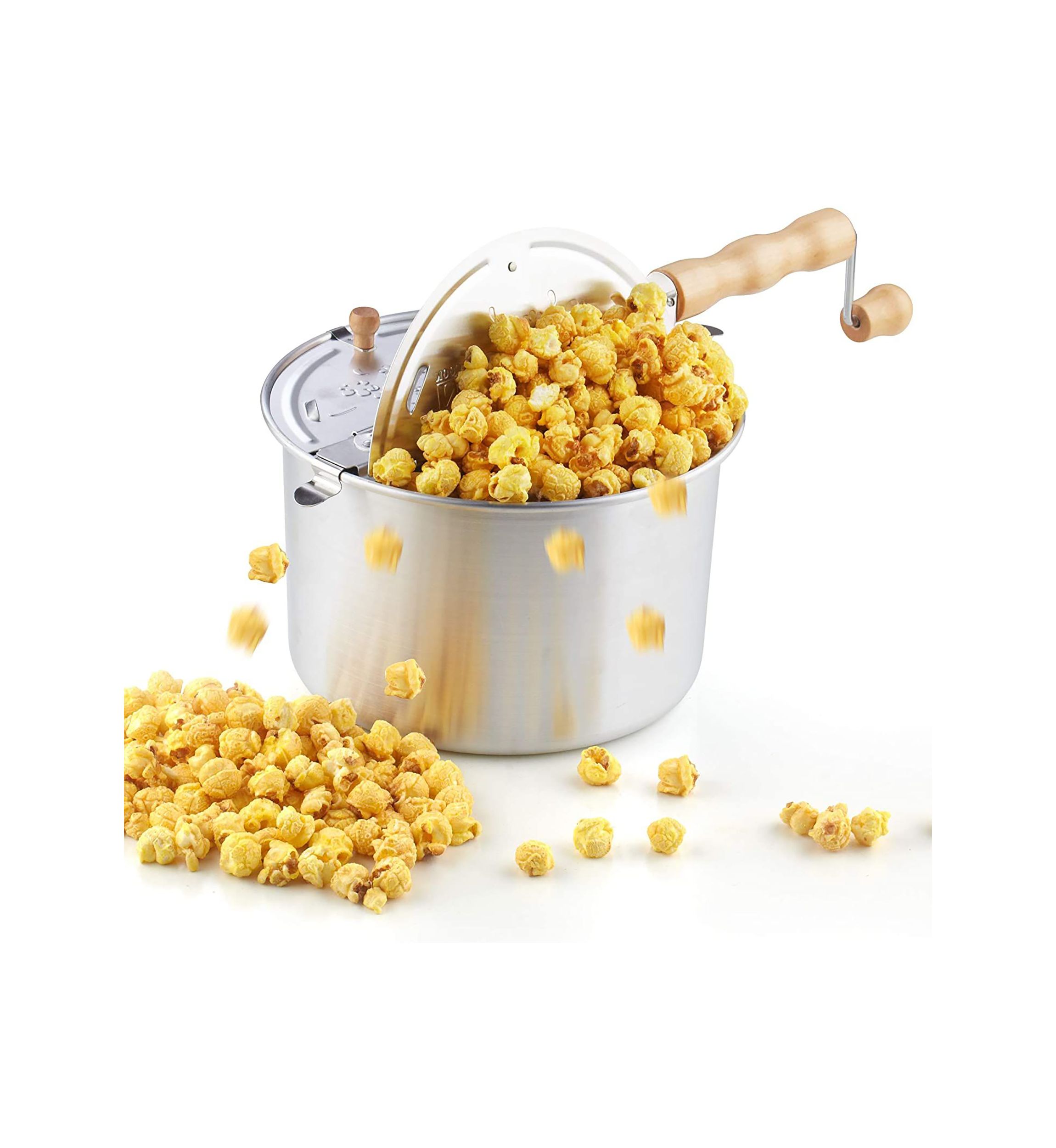 6 Quart Aluminum Popcorn Popper, Silver