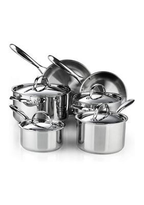 Classic 10-Piece Stainless Steel Cookware Set, Silver