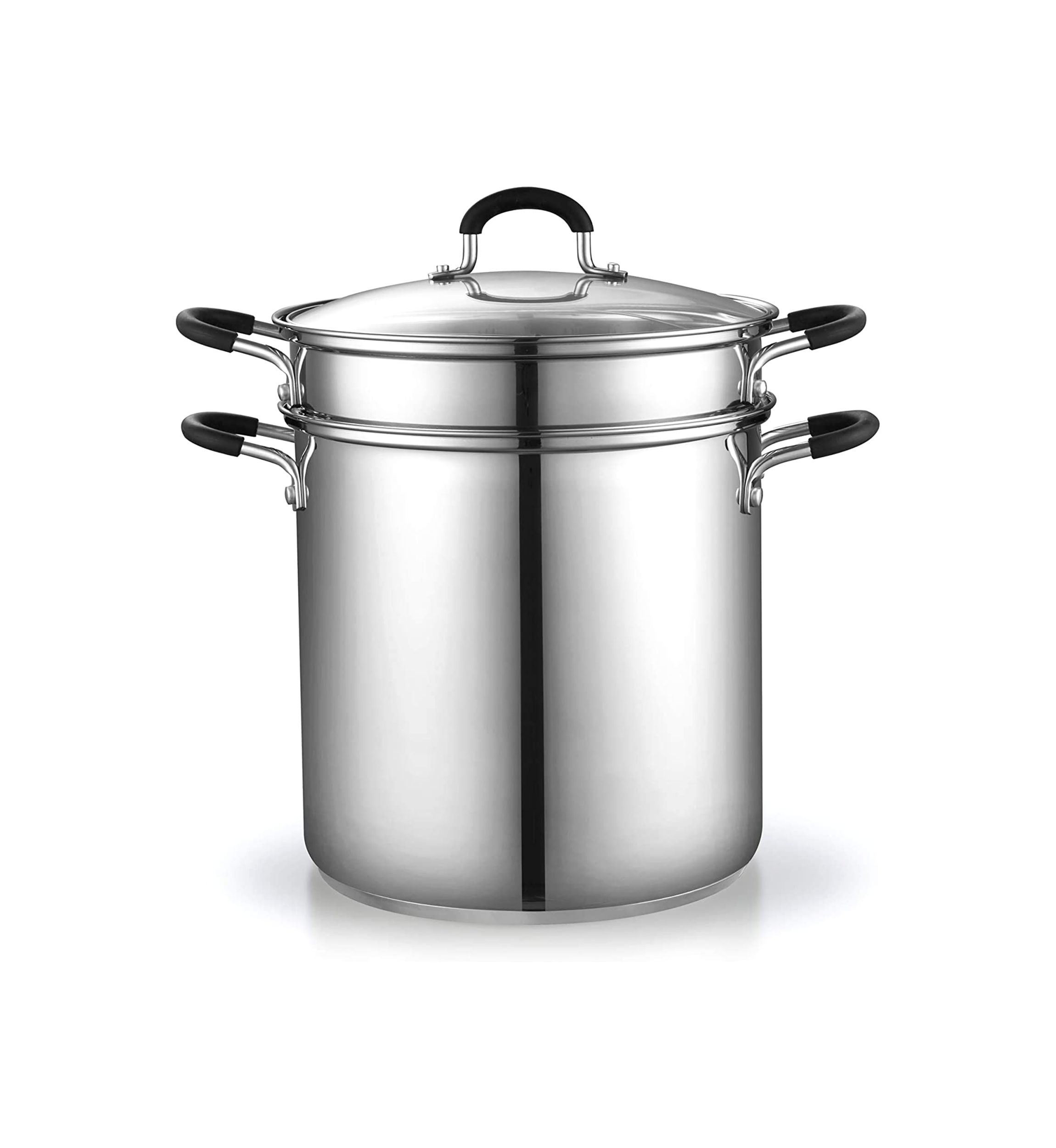 4-Piece Stainless Steel Pasta Cooker Steamer Multipots, 12 Quart