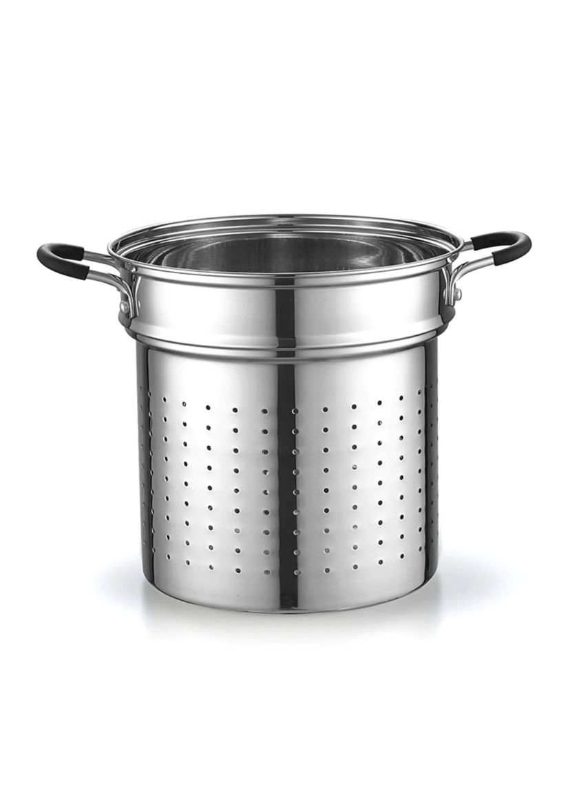 4-Piece Stainless Steel Pasta Cooker Steamer Multipots, 12 Quart