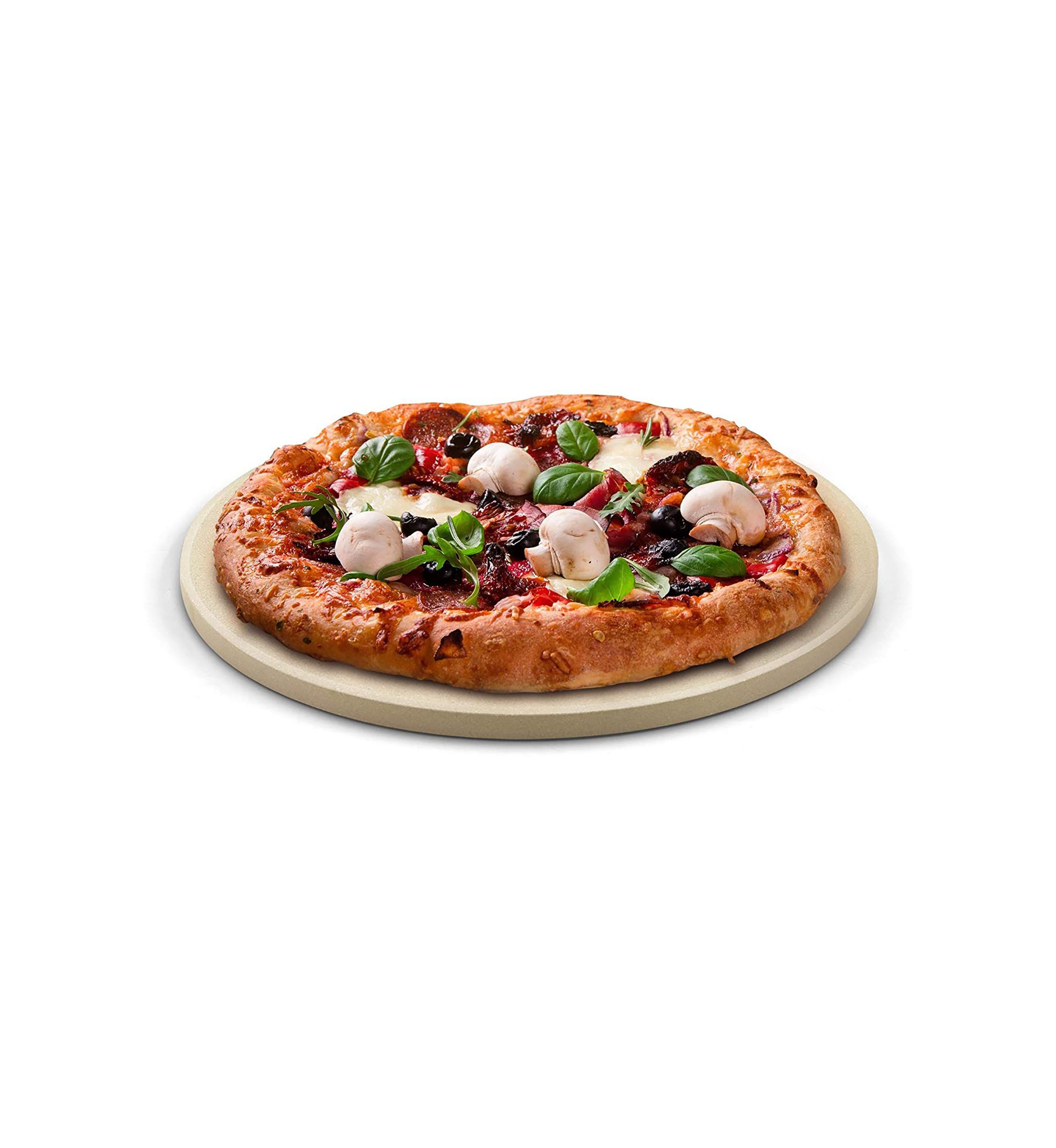Pizza Grilling Baking Stone, 14-inch round x 5/8-inch, Cream