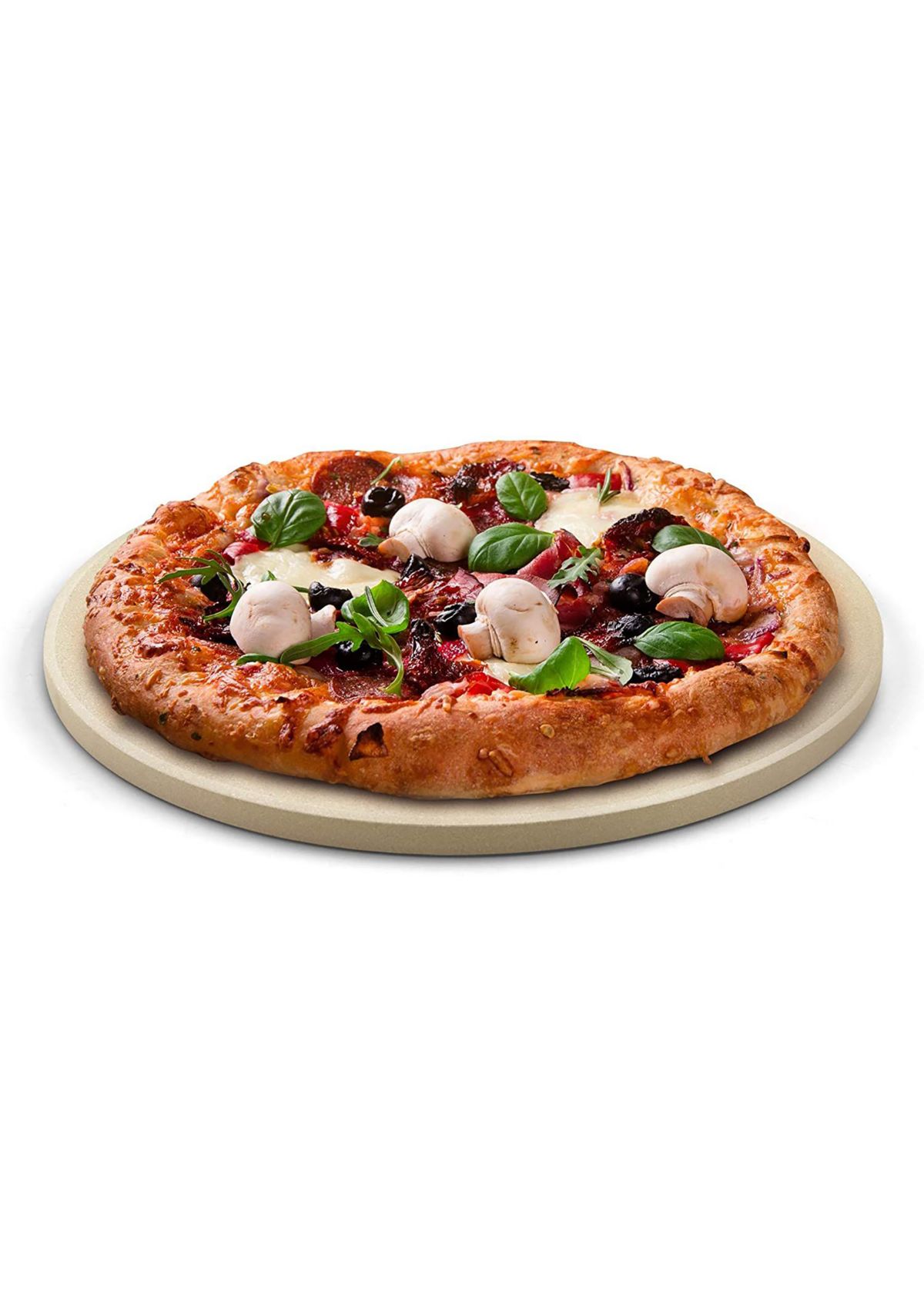 Pizza Grilling Baking Stone, 14-inch round x 5/8-inch, Cream