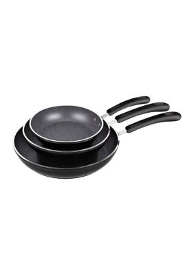 3 Pieces Frying Saute Pan Set with Non-stick Coating and Induction Compatible bottom, 8"/10"/12", Black