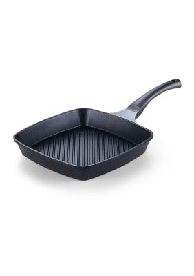 Nonstick Marble Coating Deep Square Grill Pan, 11" x 11", Black