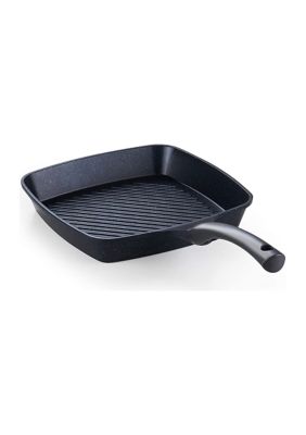 Nonstick Marble Coating Deep Square Grill Pan, 11" x 11", Black