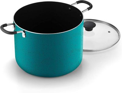 Nonstick Stockpot with Lid, 10.5 Quarts, Turquoise