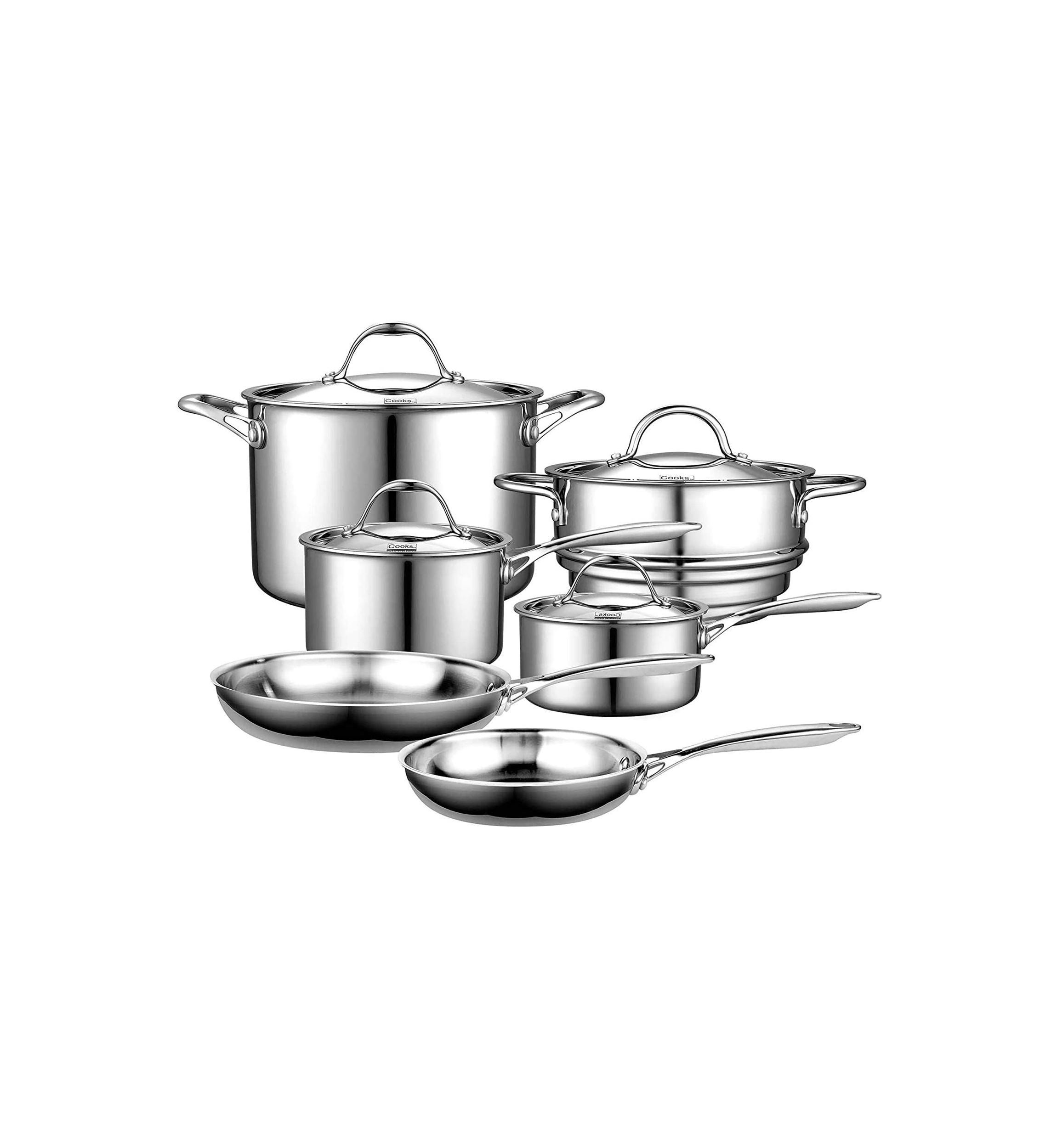 10-Piece Cookware Set Multi-Ply Clad Stainless-Steel
