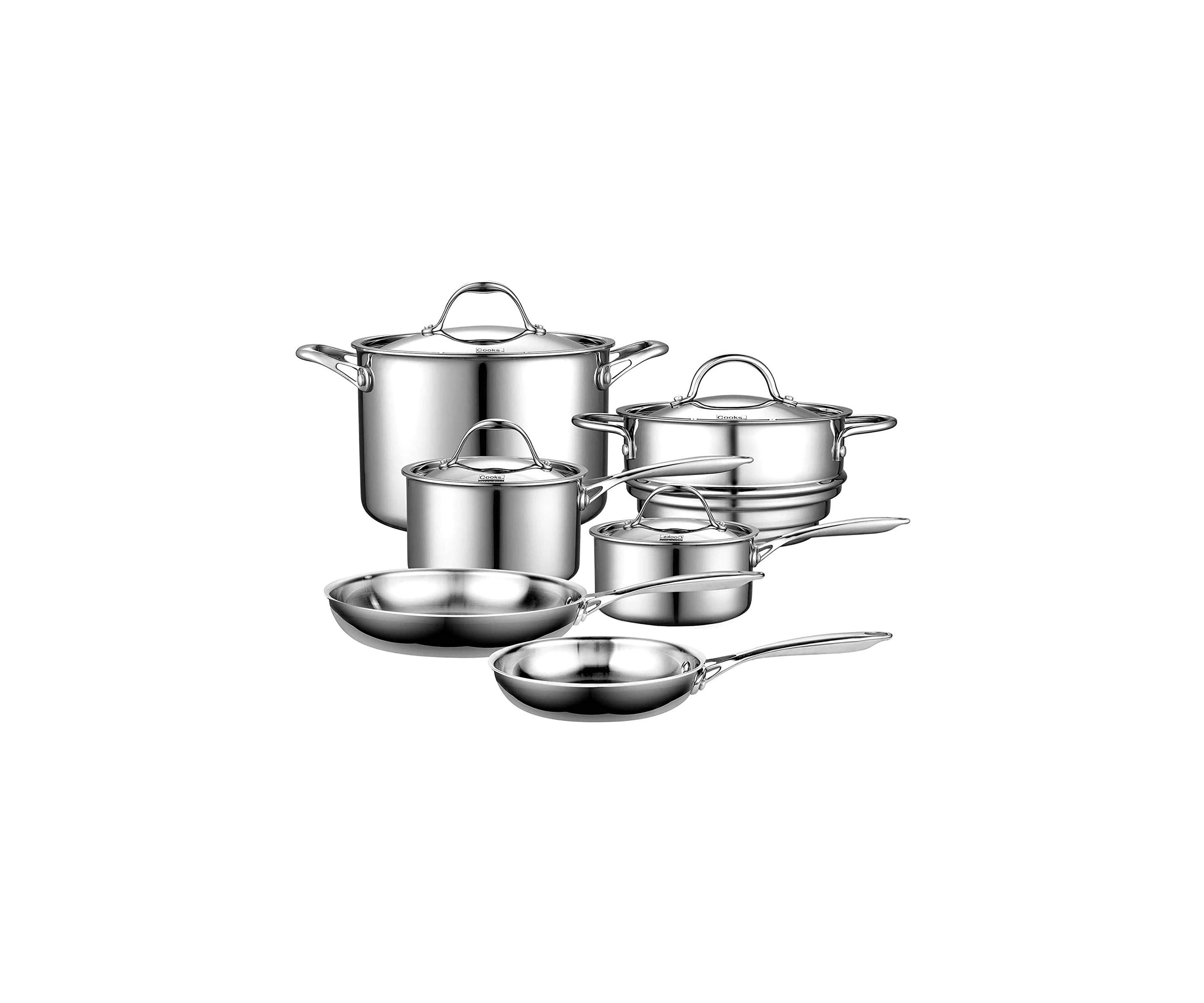 10-Piece Cookware Set Multi-Ply Clad Stainless-Steel