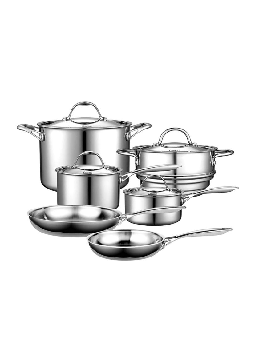 10-Piece Cookware Set Multi-Ply Clad Stainless-Steel