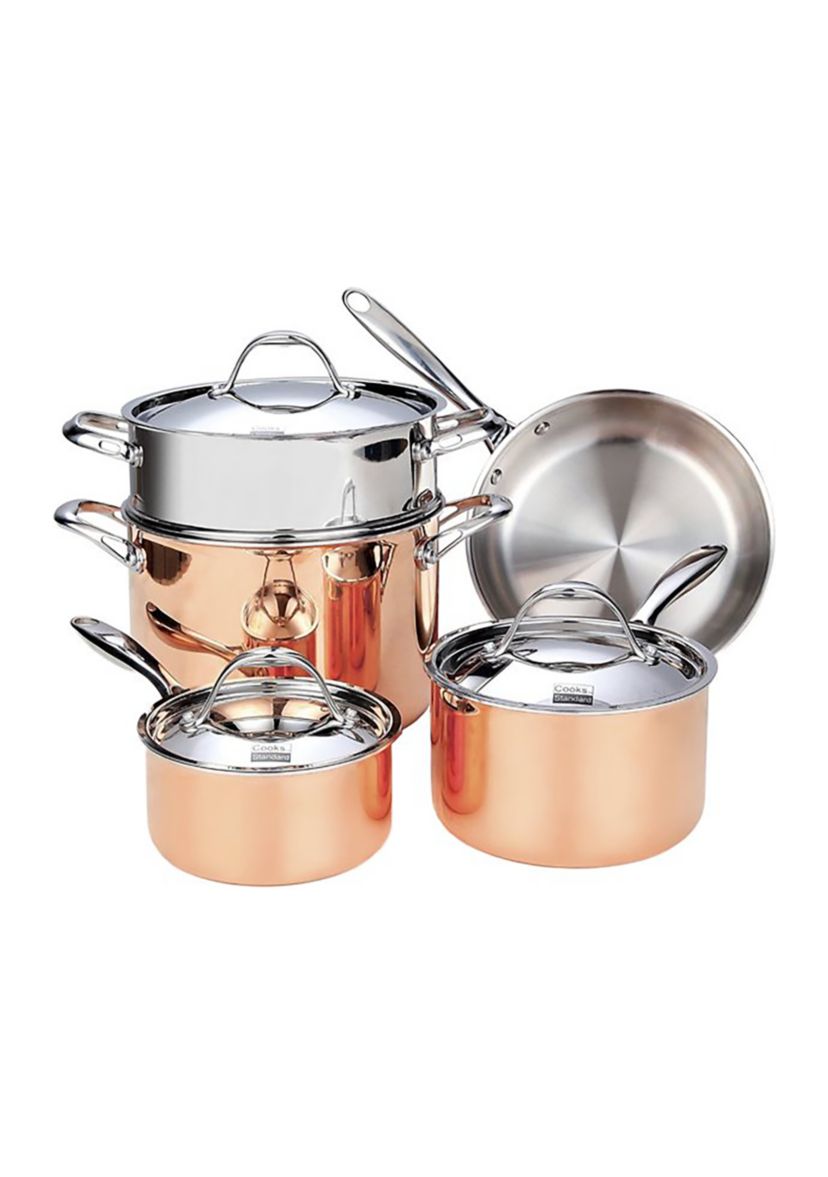 8-Piece Multi-Ply Clad Copper Cookware Set