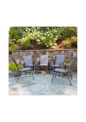 4 Pack Brazos Series Outdoor Stack Chair with Flex Comfort Material and Metal Frame