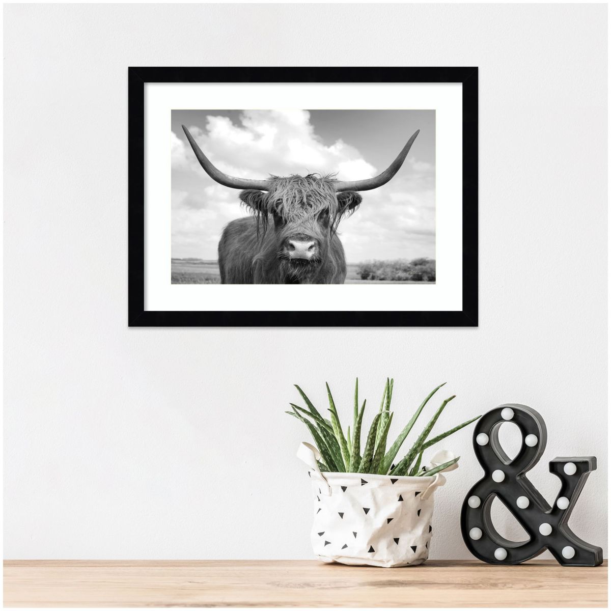 Highland Cow On the Ranch Framed Wall Art Print