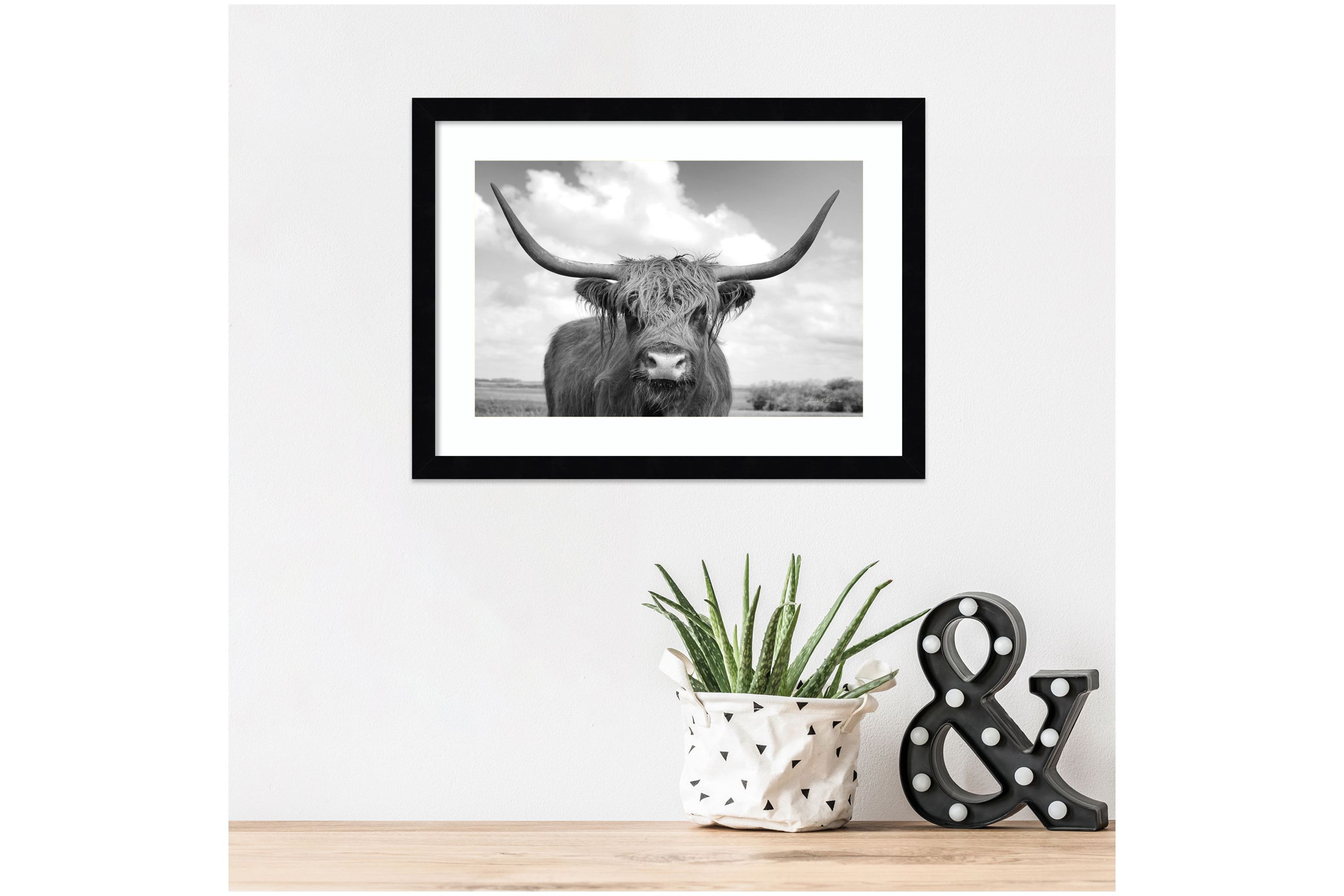 Highland Cow On the Ranch Framed Wall Art Print