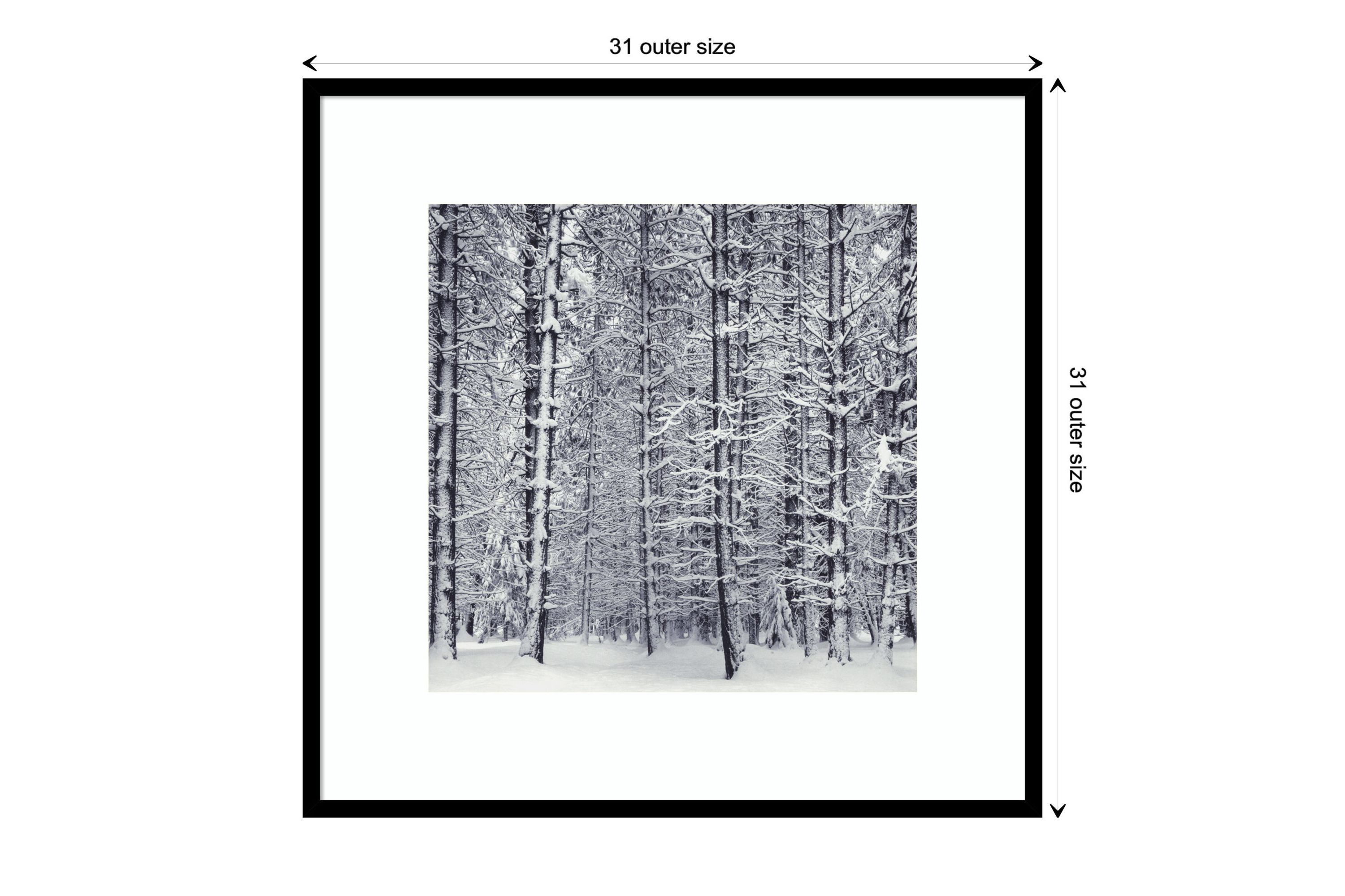 Pine Forest in the Snow Yosemite National Park by Ansel Adams Wood Framed Wall Art Print