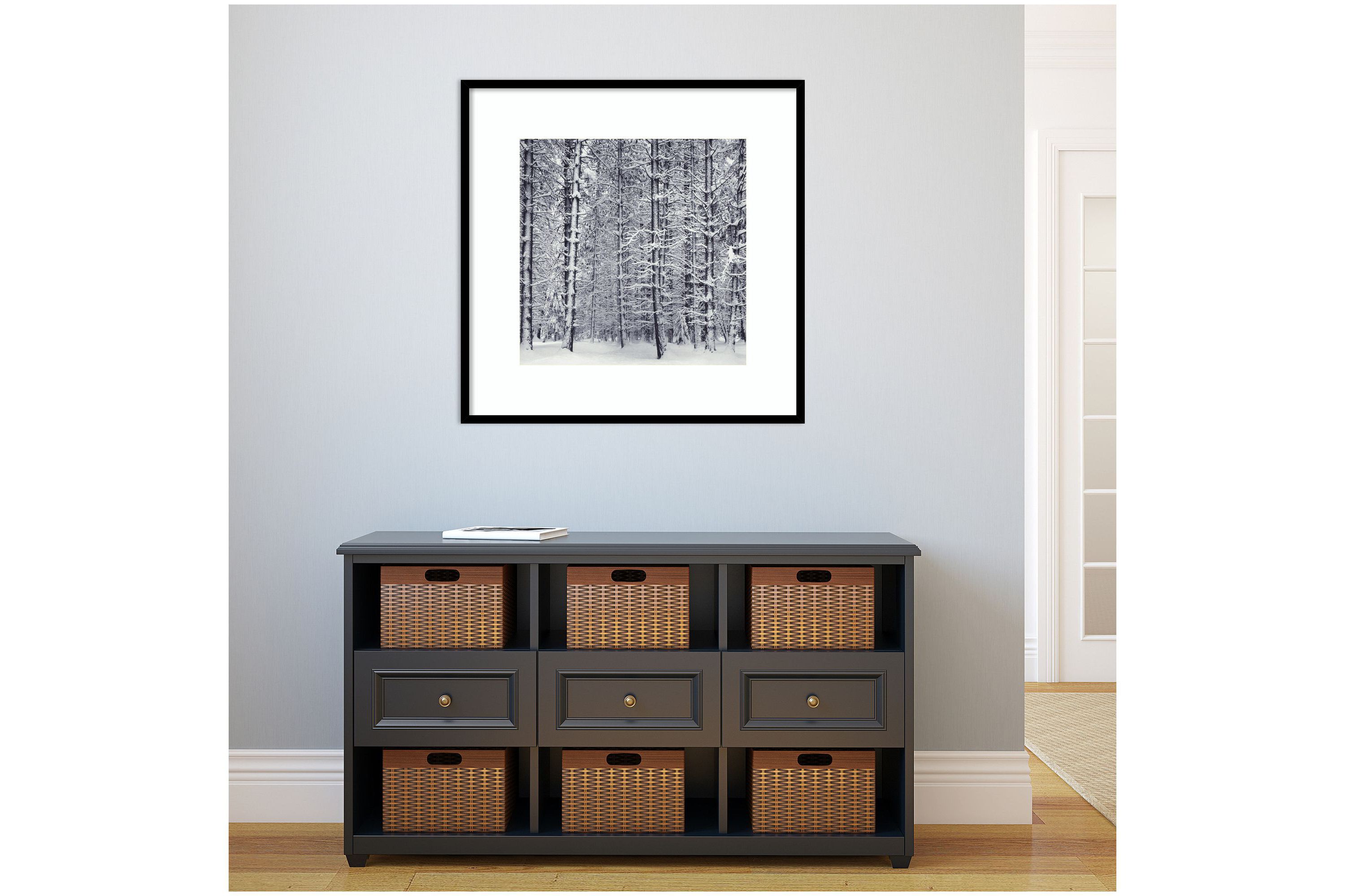 Pine Forest in the Snow Yosemite National Park by Ansel Adams Wood Framed Wall Art Print
