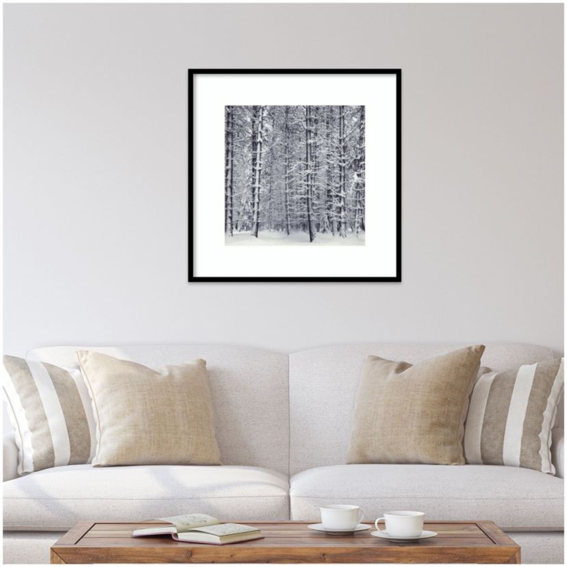 Pine Forest in the Snow Yosemite National Park by Ansel Adams Wood Framed Wall Art Print