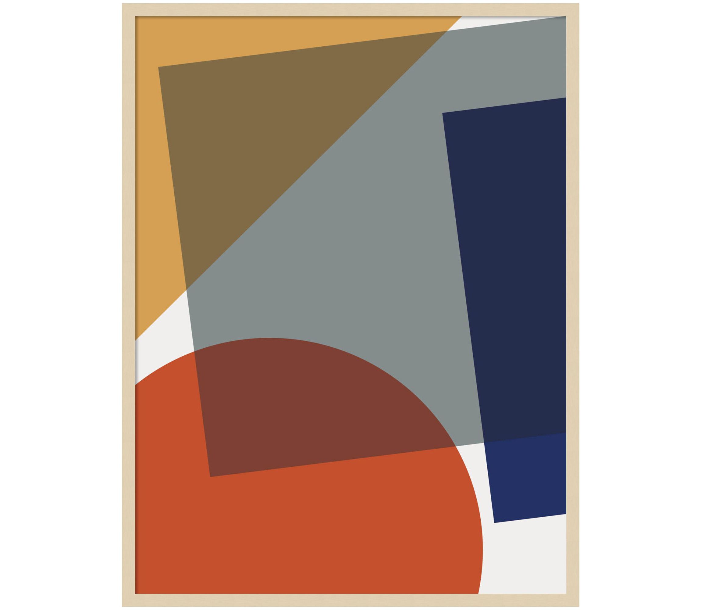 Layered Retro Modern Shapes In Bright Colors by The Creative Bunch Studio Wood Framed Wall Art Print